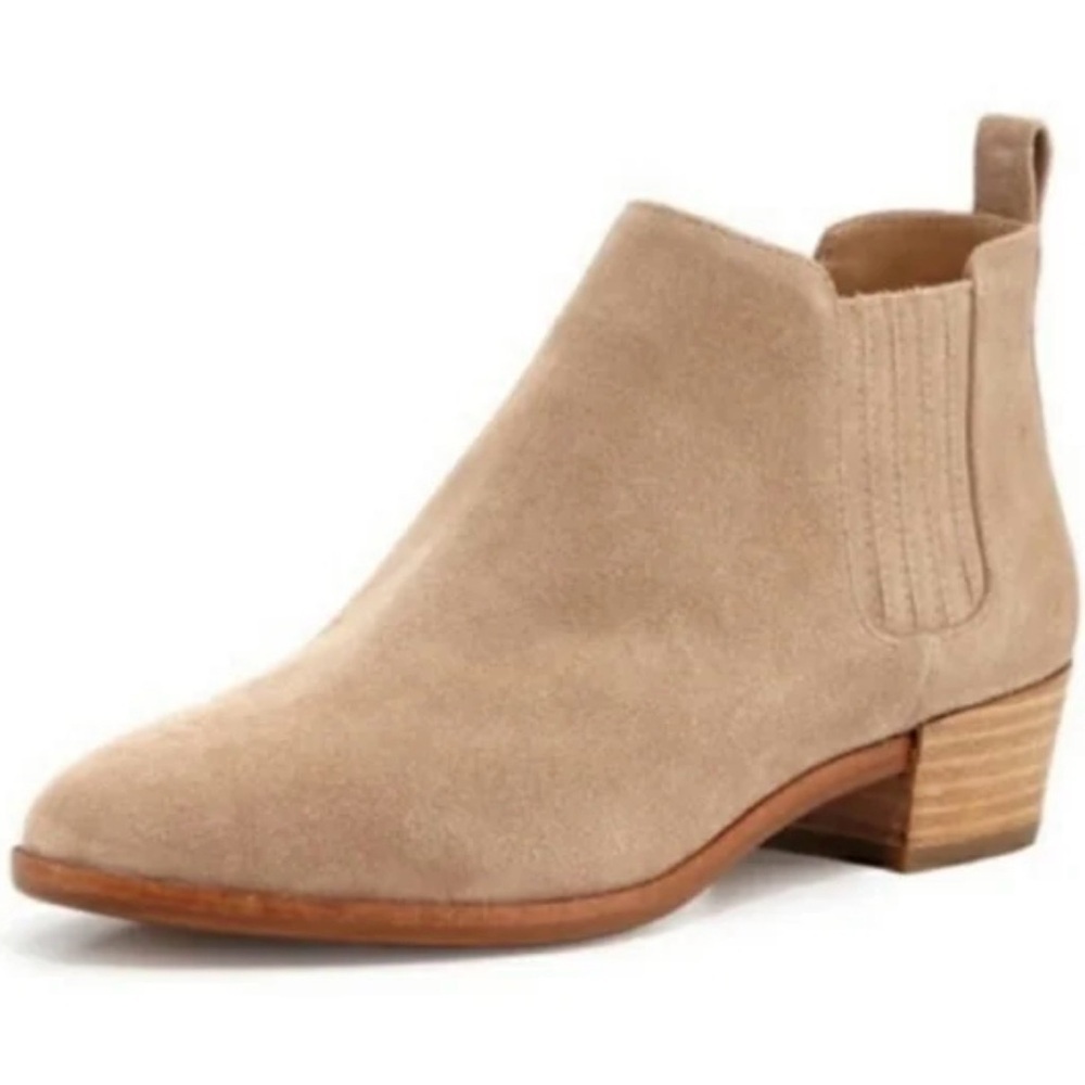 Michael Kors Boots Womens 6.5 Shaw Chelsea Booties Brown Suede Block Heels Ankle